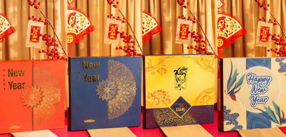 4 mẫu Hộp quà rượu vang Tết 2026 tại Thuận Nhĩ Company