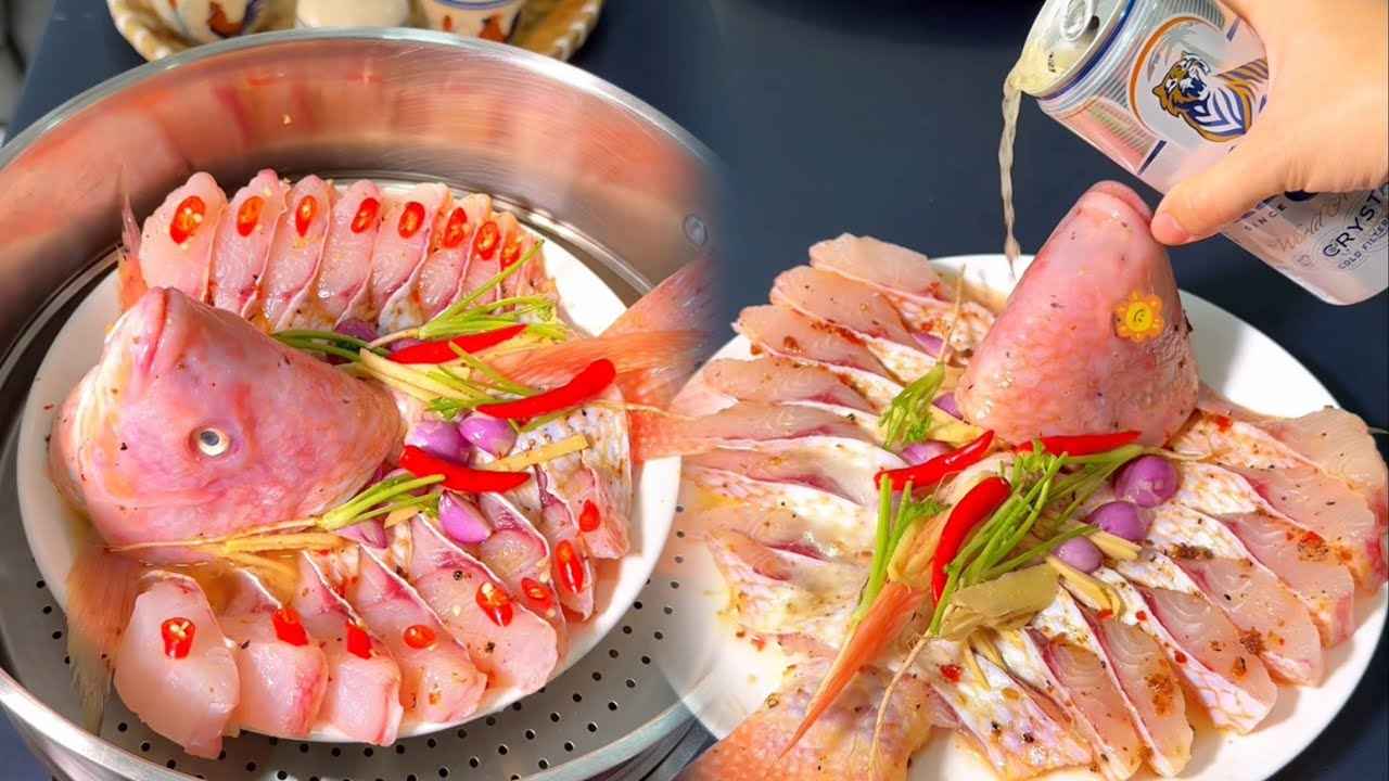 Cá diêu hồng hấp bia thơm ngọt
