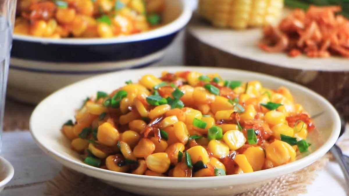 Bắp xào tôm khô dân dã